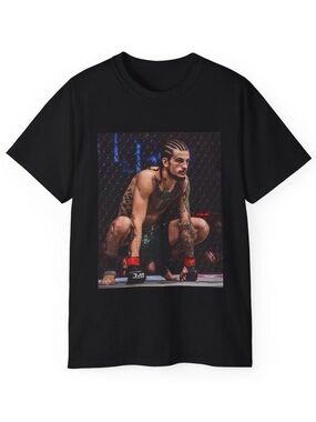 Black Graphic Men's T-Shirt with Fighter Print